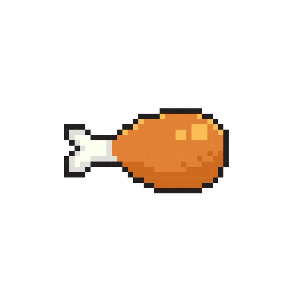 fried chicken in pixel art style vector