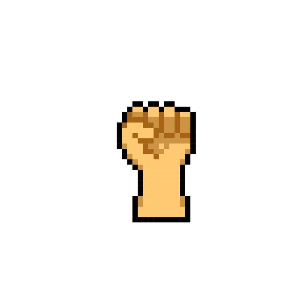 hand fist sign in pixel art style vector