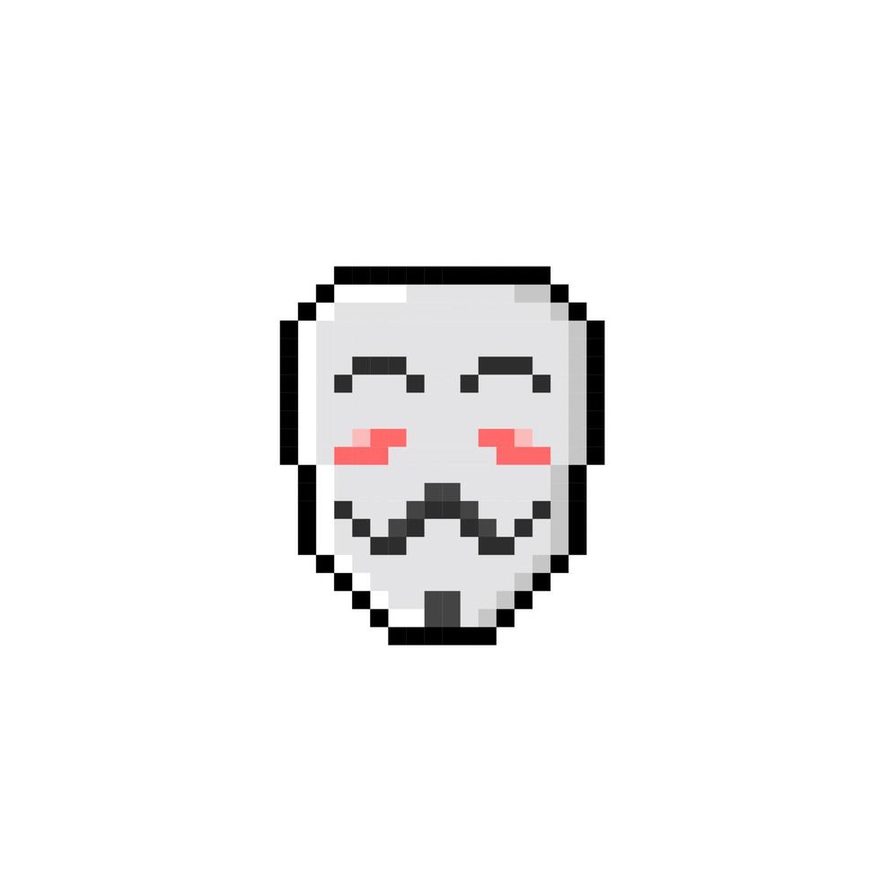 smile white mask in pixel art style vector