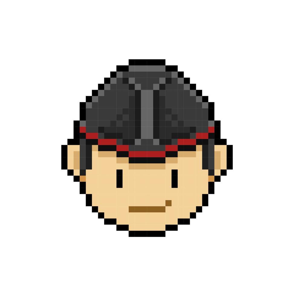 boy wearing traditional cap in pixel art style vector