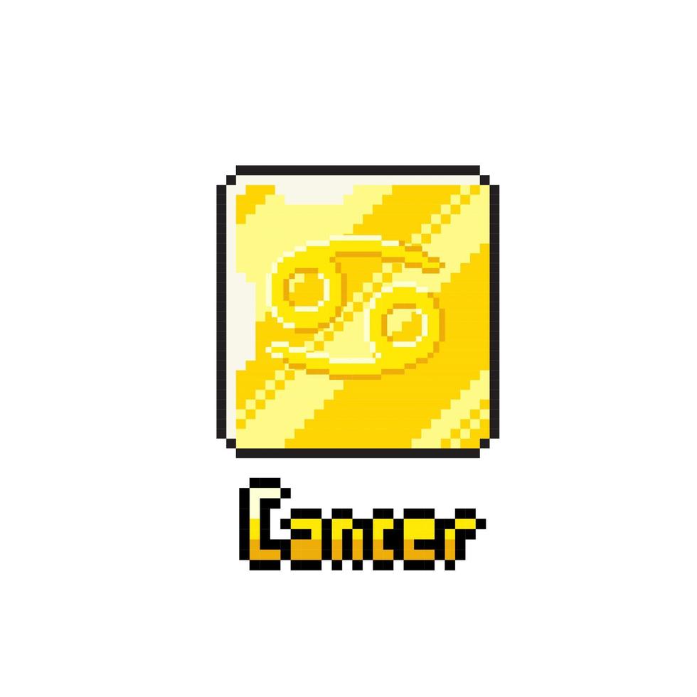 cancer golden token in pixel art style vector