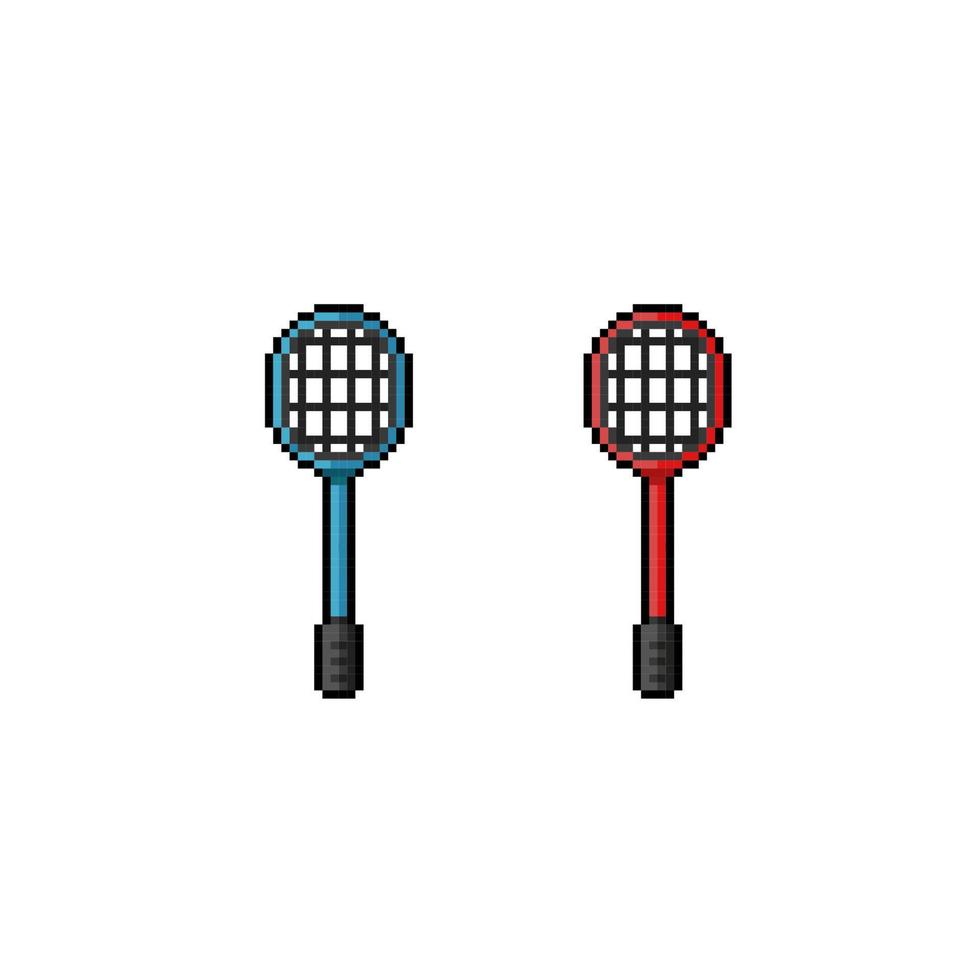 red and blue racket in pixel art style vector