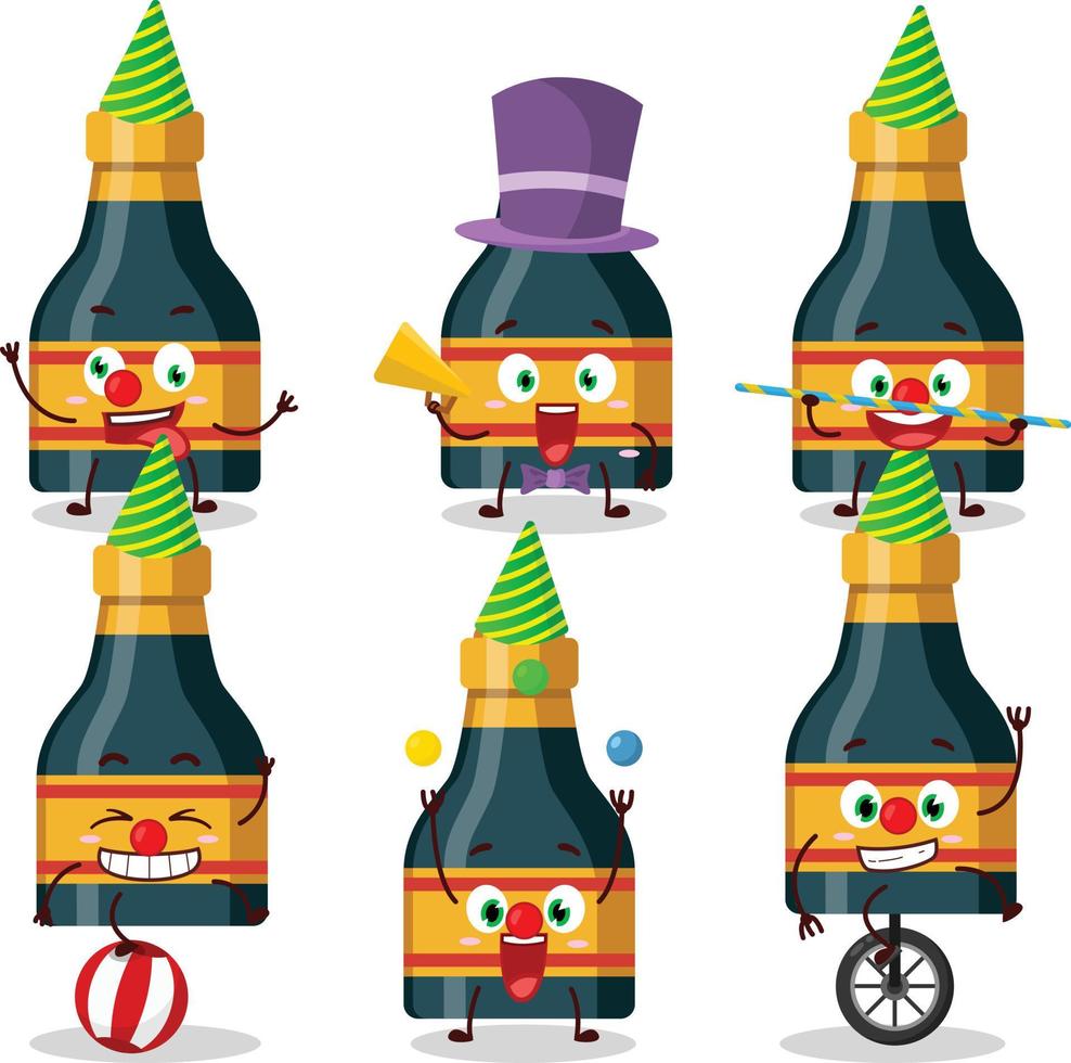 Cartoon character of wine bottle with various circus shows vector