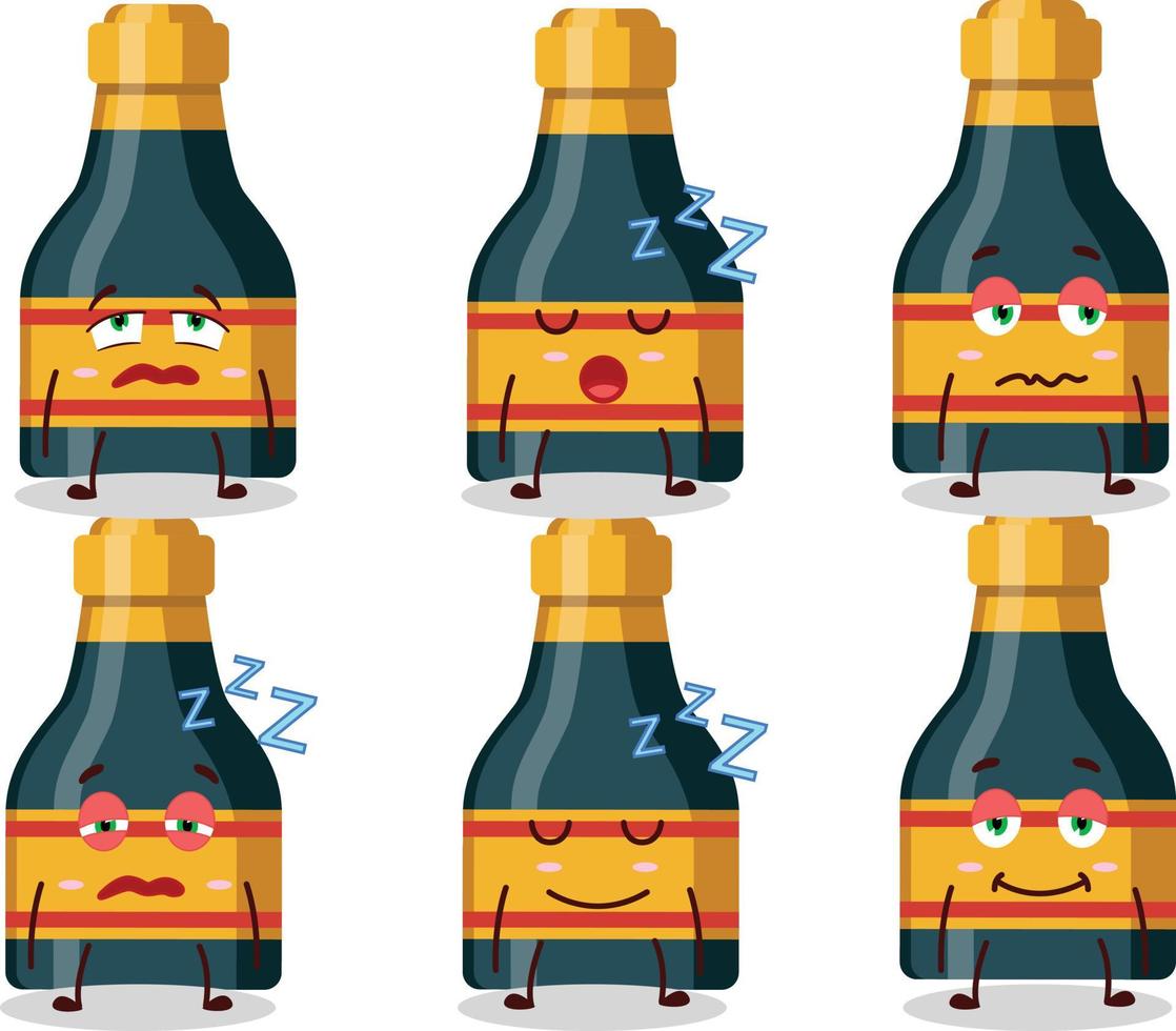 dibujos animados personaje de vino botella con soñoliento expresión vector