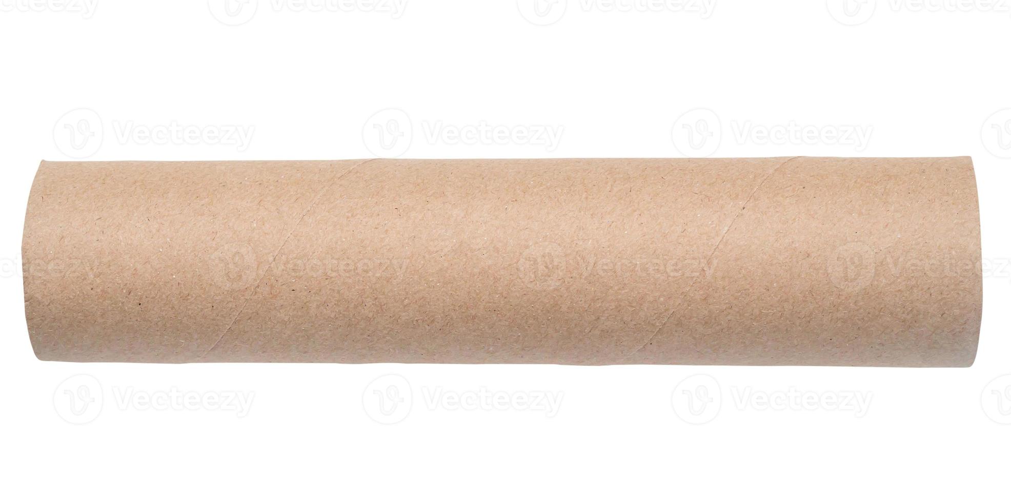 Single tissue paper roll core isolated on white background with clipping path, Flat laying photo