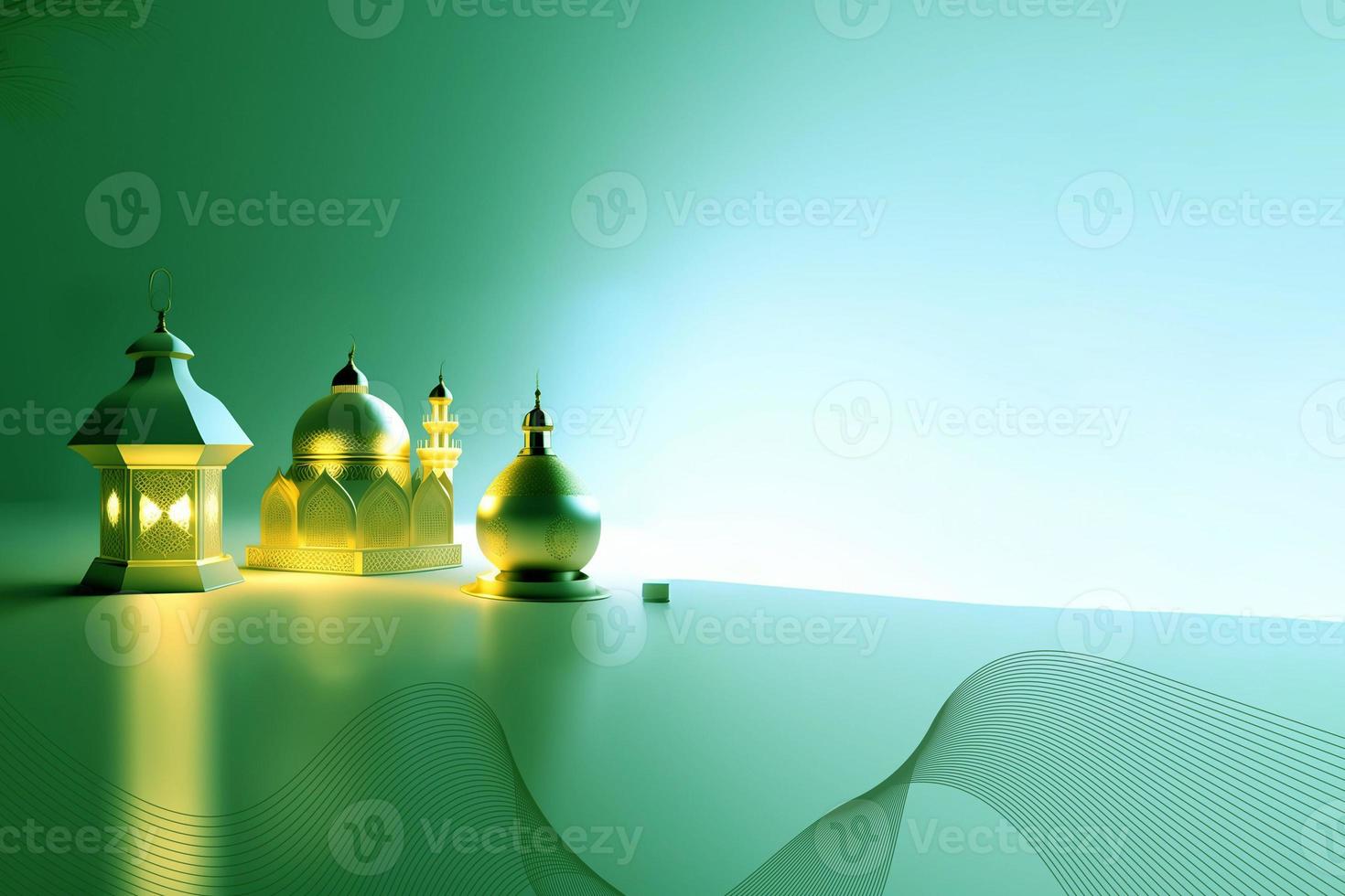 Ramadan Kareem 3d Mosque and lamp Image for  social media banner design photo