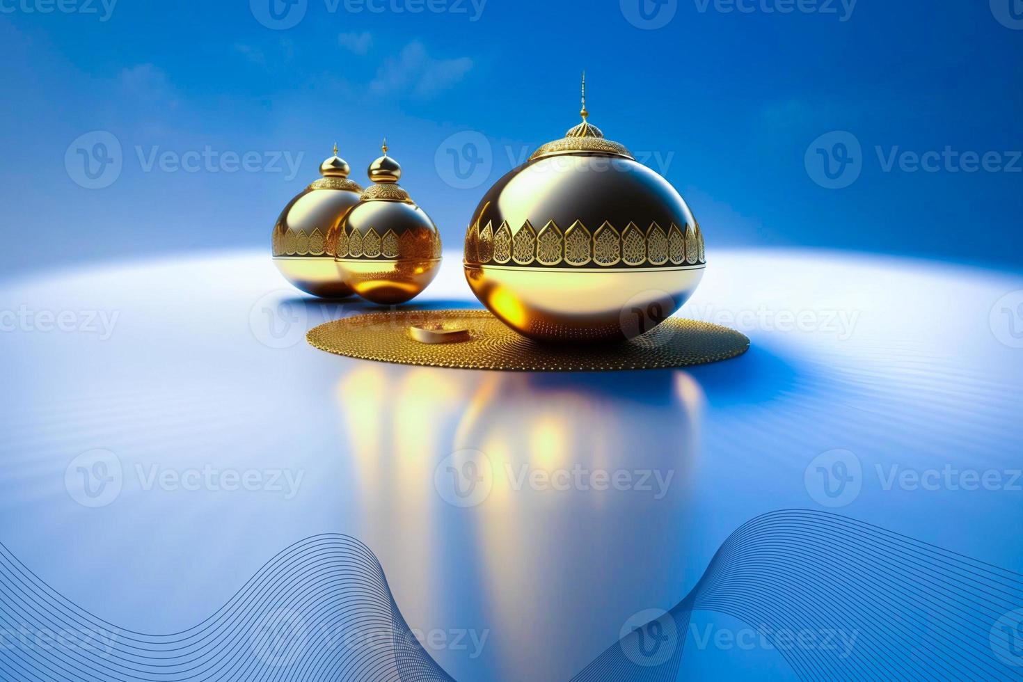 Ramadan Kareem 3d Mosque and lamp Image for  social media banner design photo