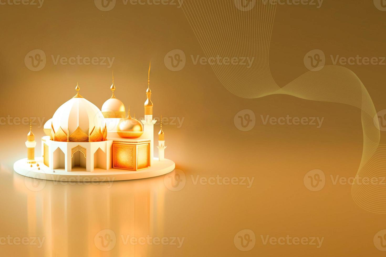 Ramadan Kareem 3d Mosque and lamp Image for  social media banner design photo