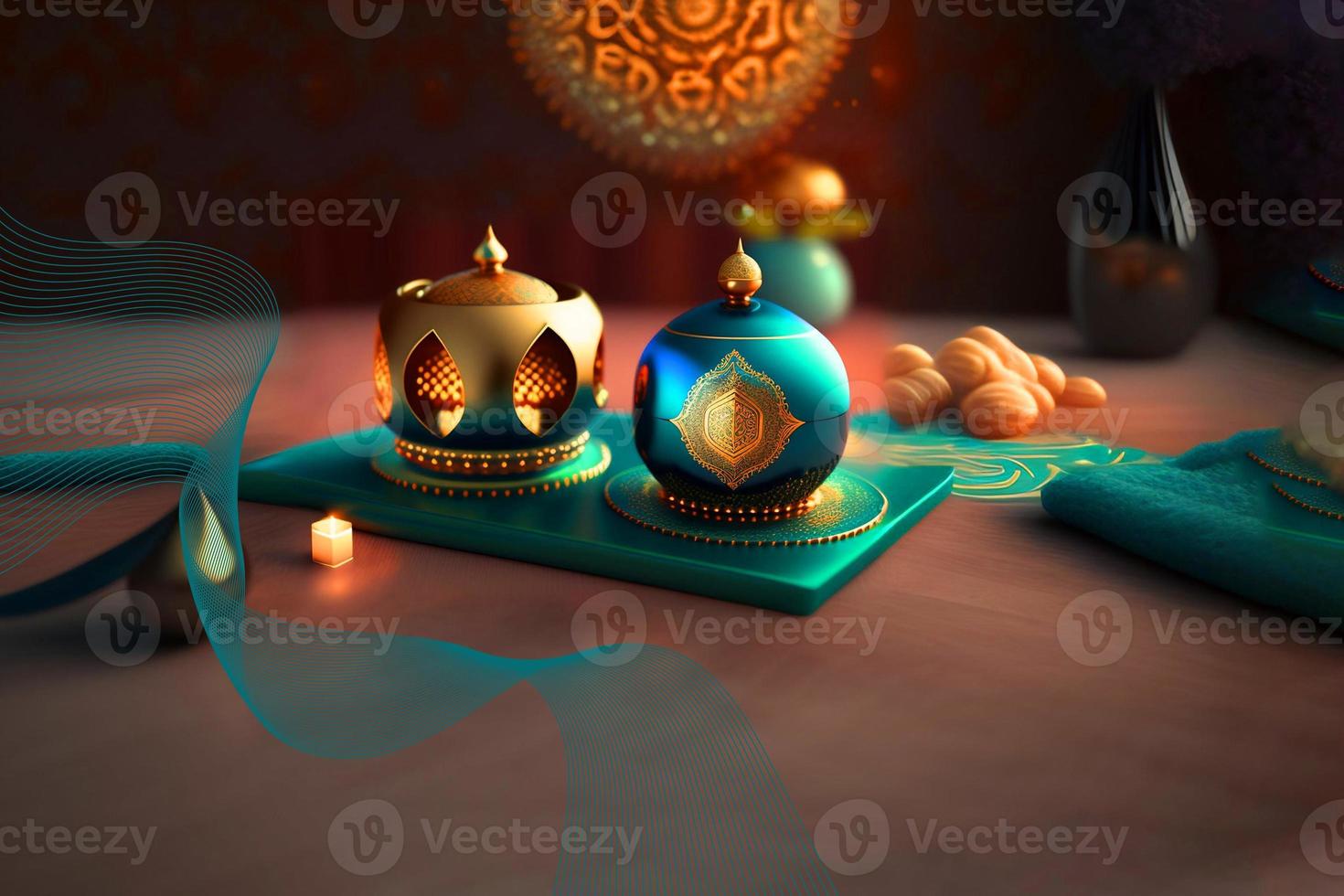 Ramadan Kareem 3d Mosque and lamp Image for  social media banner design photo