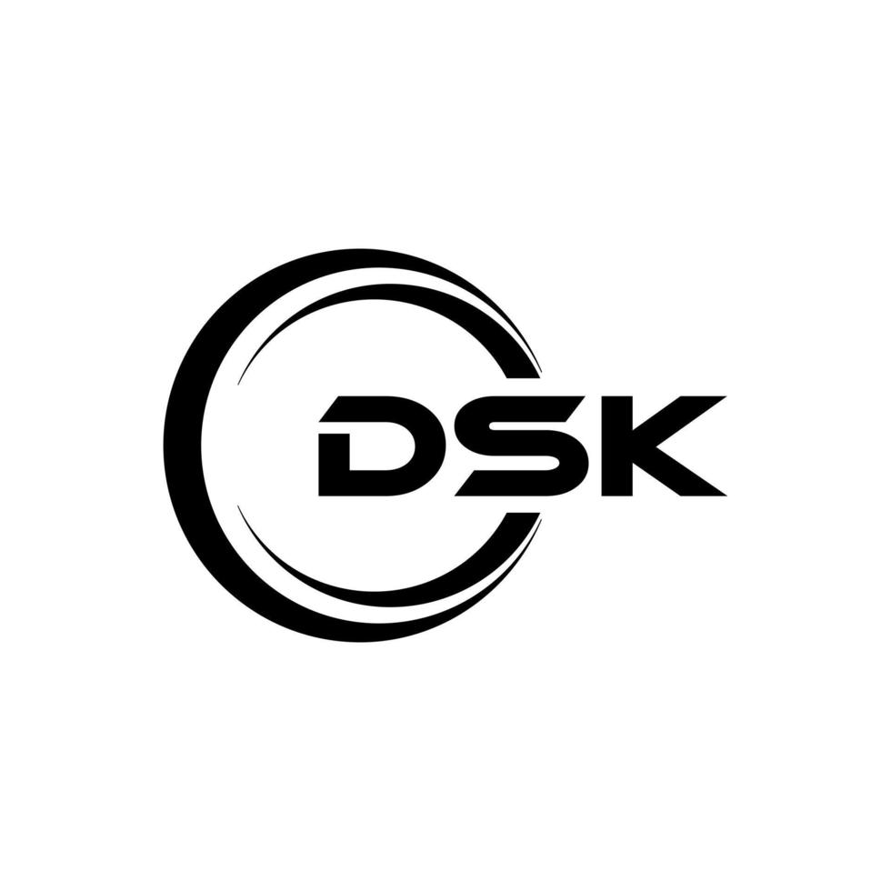 DSK letter logo design in illustration. Vector logo, calligraphy designs for logo, Poster, Invitation, etc.