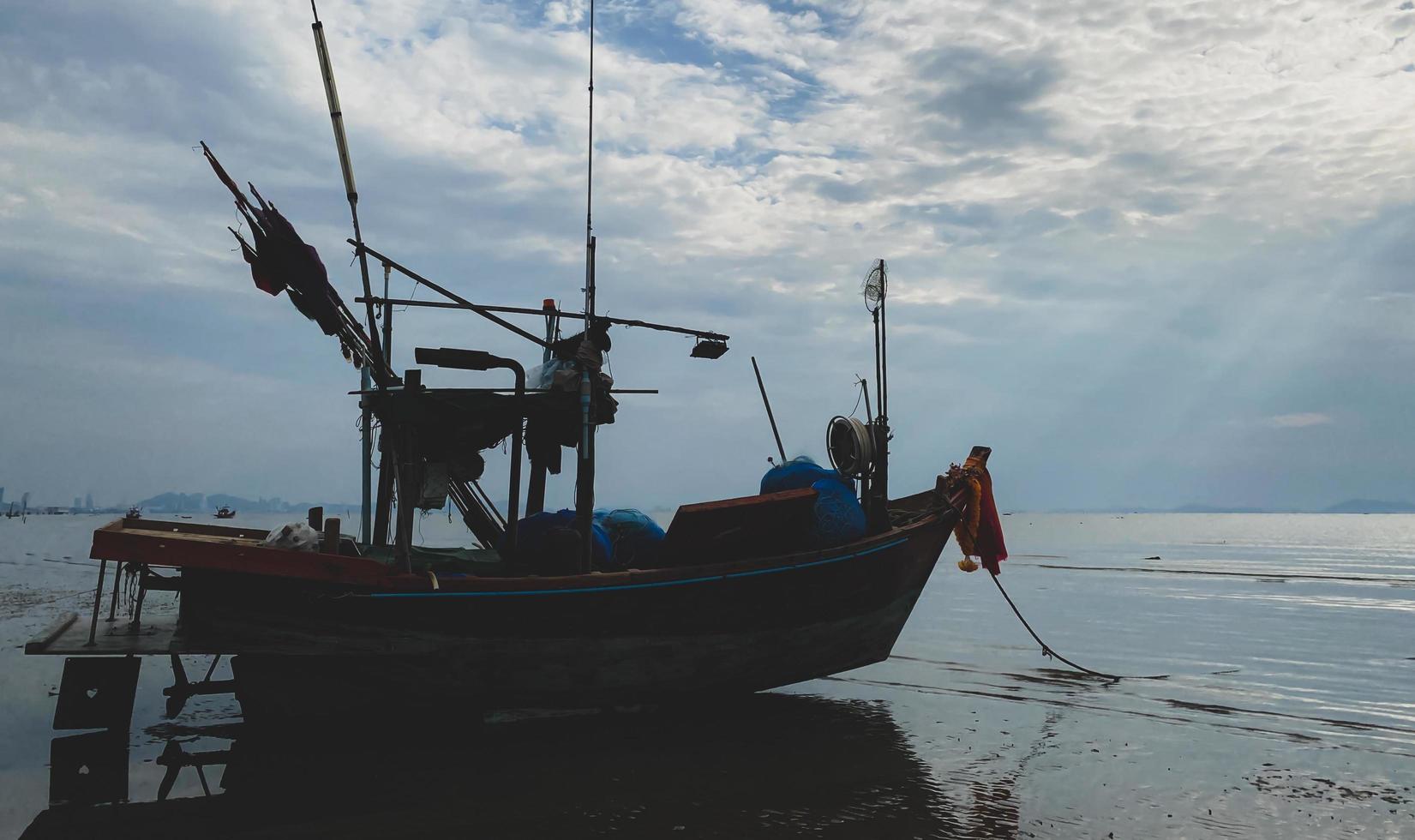 fishing boats during sunset sky at beach landscape, fishing boats ...