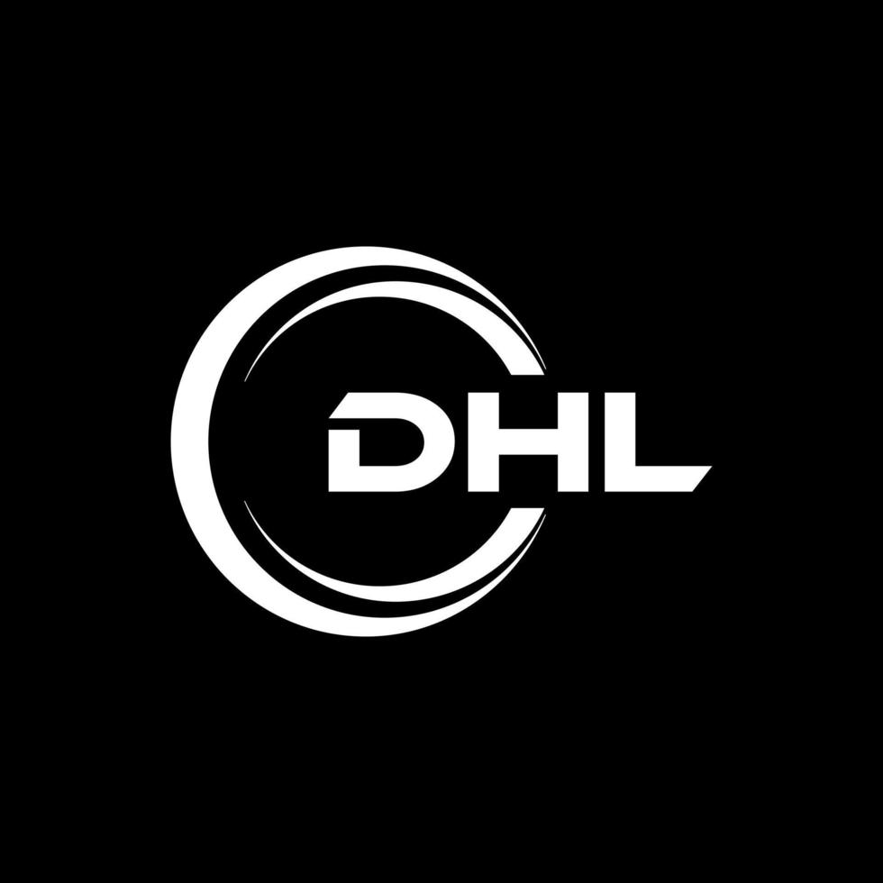 DHL letter logo design in illustration. Vector logo, calligraphy designs for logo, Poster, Invitation, etc.
