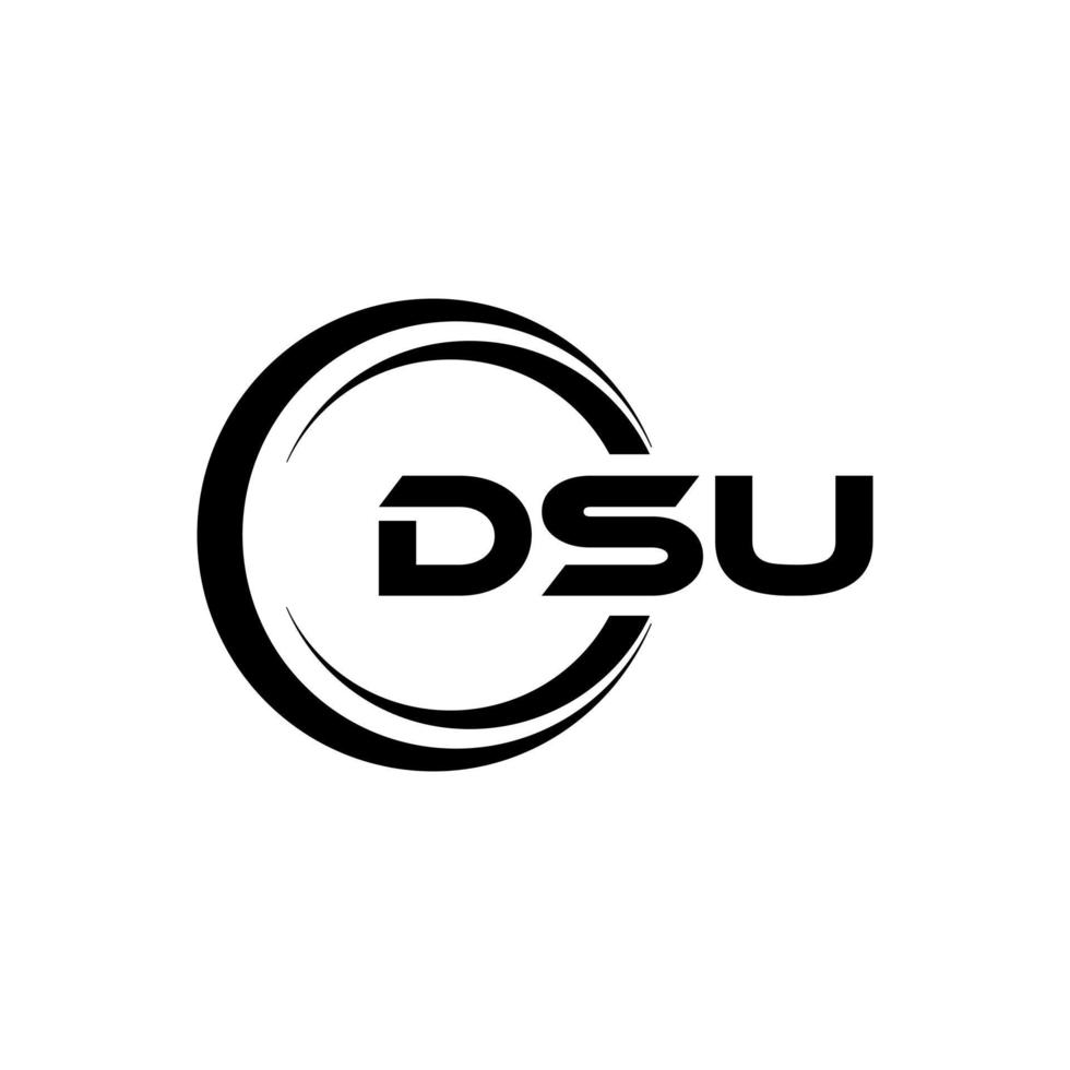 DSU letter logo design in illustration. Vector logo, calligraphy designs for logo, Poster, Invitation, etc.