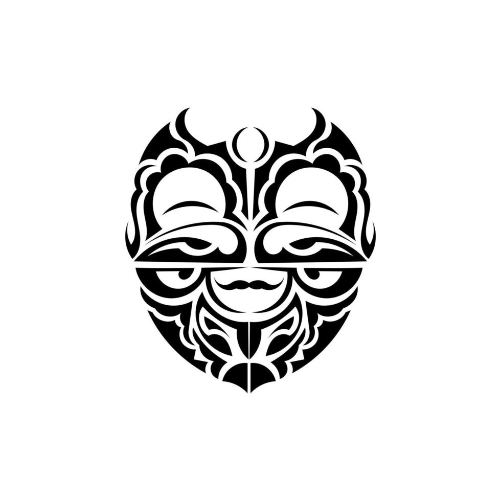 Ornamental faces. Maori tribal patterns. Suitable for tattoos. Isolated. Vector illustration.