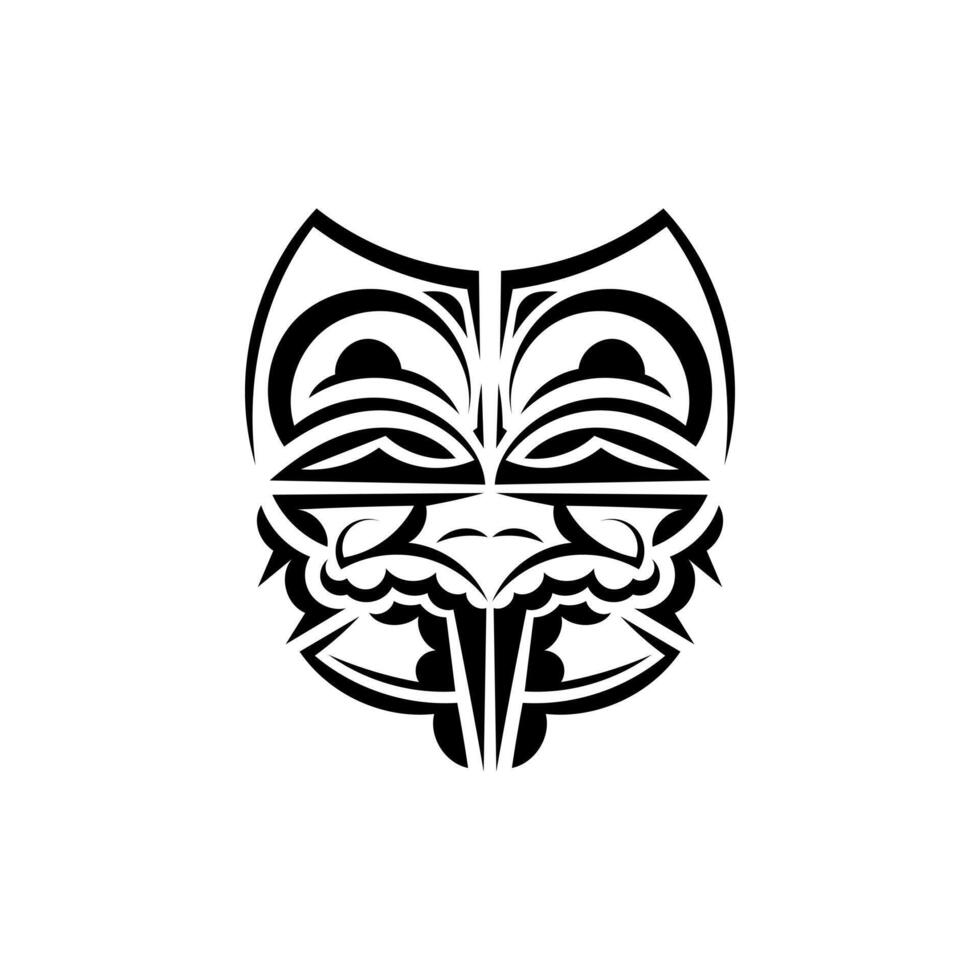 Ornamental faces. Maori tribal patterns. Suitable for prints. Isolated on white background. Black ornament, illustration. vector