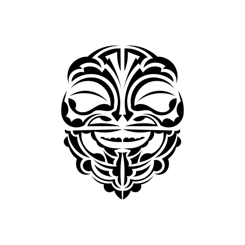 Ornamental faces. Maori tribal patterns. Suitable for tattoos. Isolated on white background. Black ornament, vector. vector