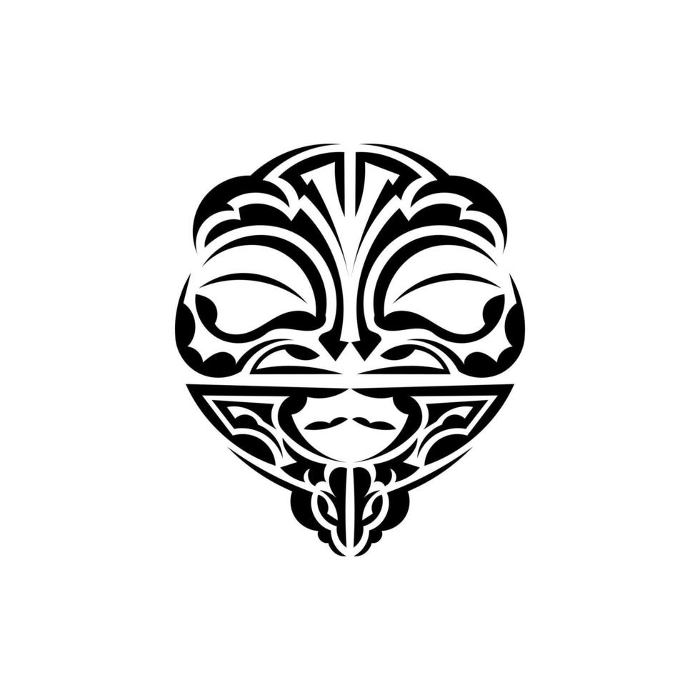 Viking faces in ornamental style. Polynesian tribal patterns. Suitable for tattoos. Isolated on white background. illustration. vector