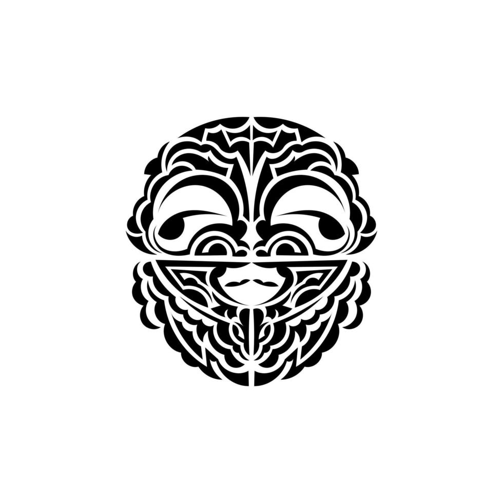 Ornamental faces. Maori tribal patterns. Suitable for tattoos. Isolated on white background. Vector. vector