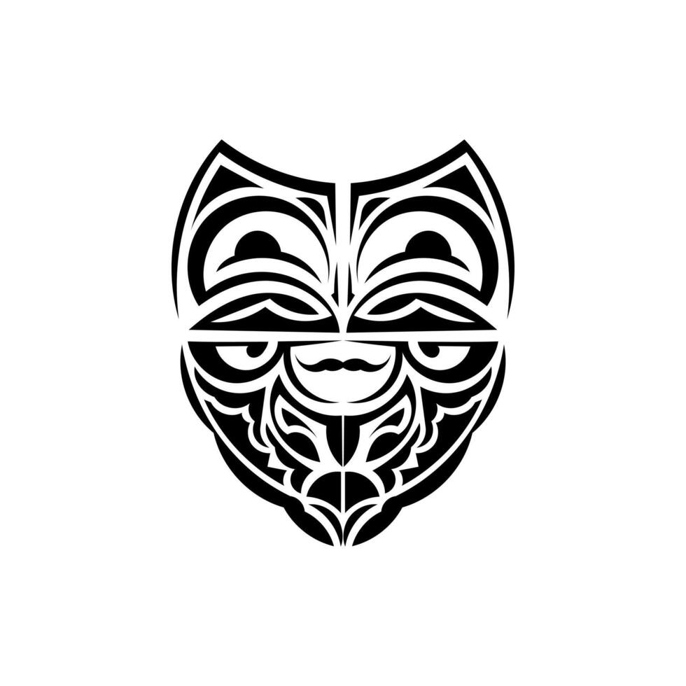 Ornamental faces. Hawaiian tribal patterns. Suitable for prints. Isolated on white background. illustration. vector