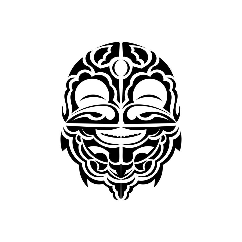 Masks of gods in ornamental style. Polynesian tribal patterns. Suitable for prints. Isolated. Black ornament, vector. vector