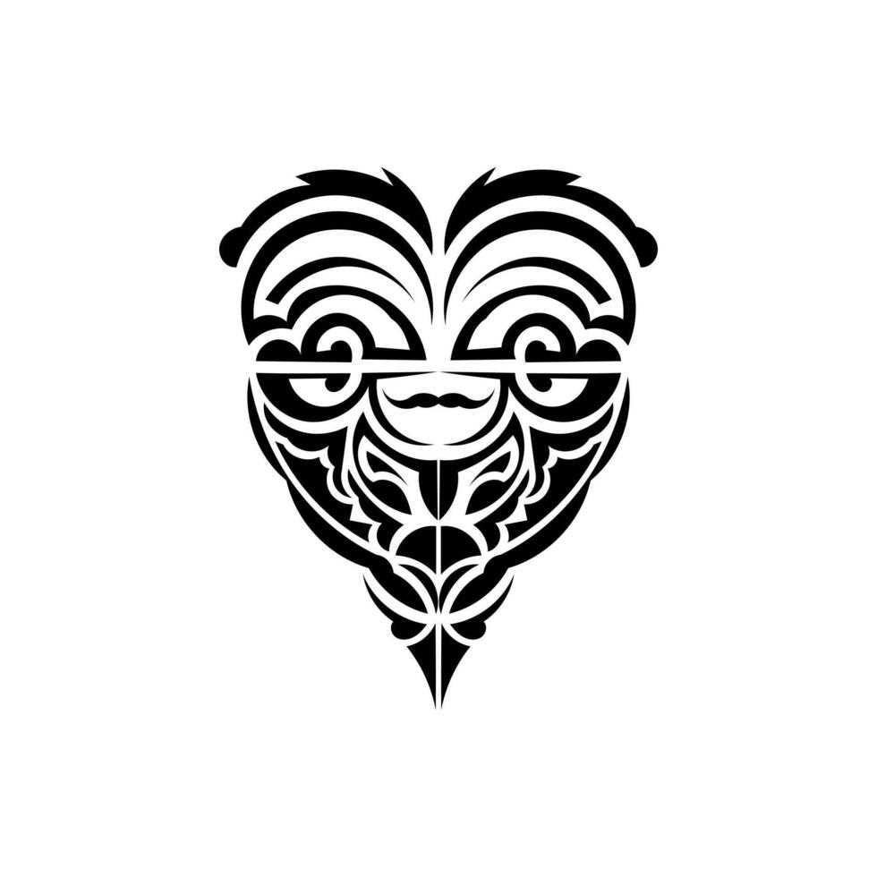 Viking faces in ornamental style. Polynesian tribal patterns. Suitable for prints. Isolated. . vector