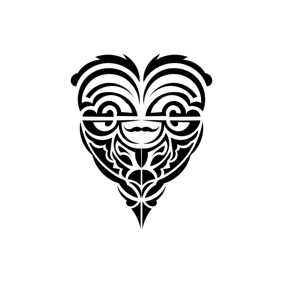 Viking faces in ornamental style. Polynesian tribal patterns. Suitable for prints. Isolated. Vector. vector