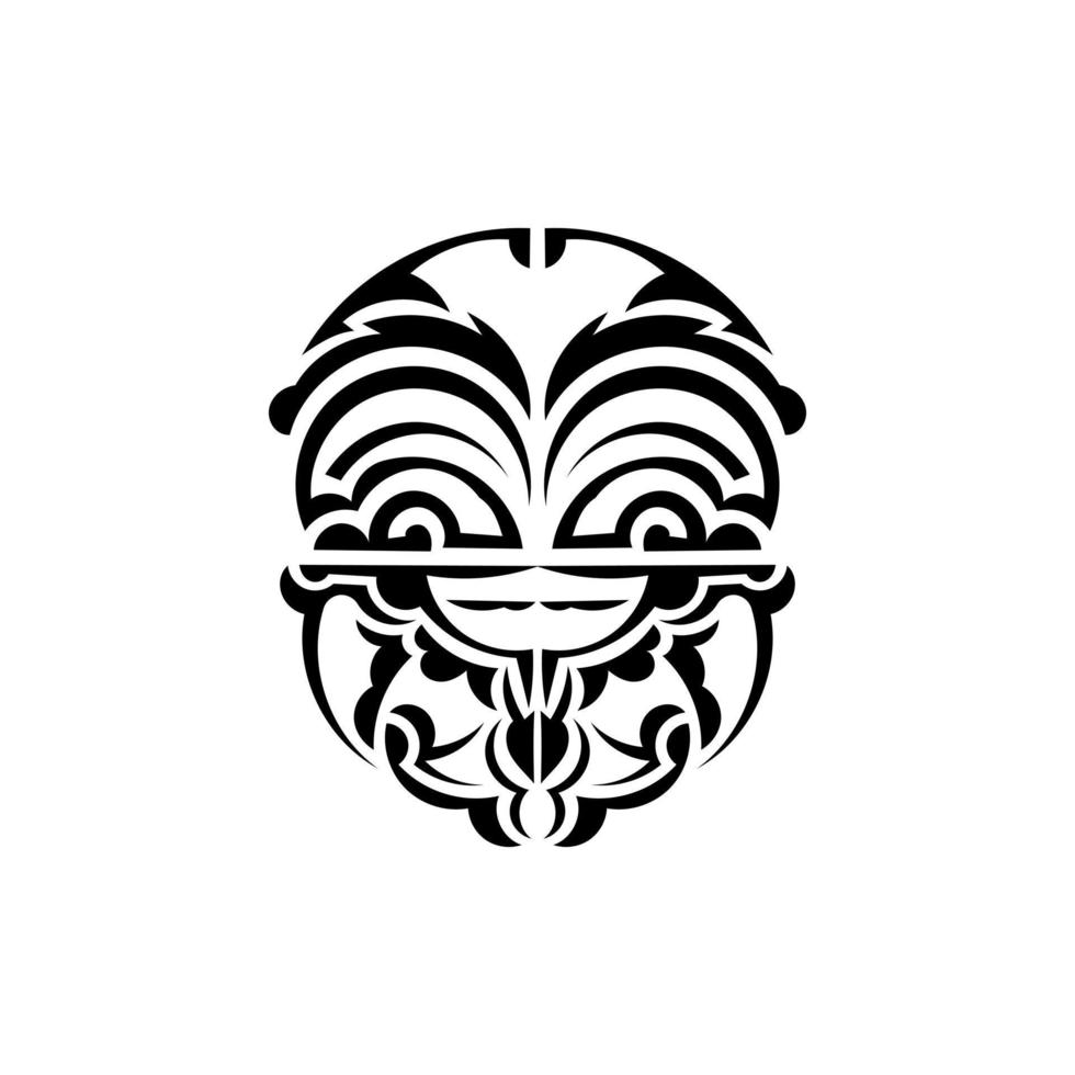 Ornamental faces. Polynesian tribal patterns. Suitable for tattoos. Isolated on white background. Vector. vector