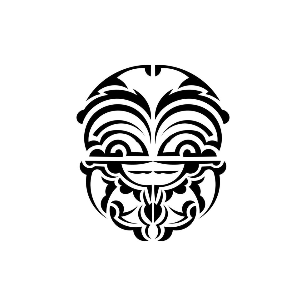 Ornamental faces. Polynesian tribal patterns. Suitable for tattoos. Isolated on white background. . vector