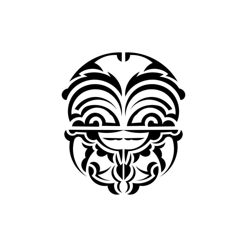 Ornamental faces. Polynesian tribal patterns. Suitable for tattoos. Isolated on white background. Vector. vector