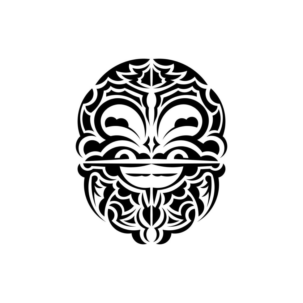 Viking faces in ornamental style. Polynesian tribal patterns. Suitable for tattoos. Isolated on white background. Black ornament, vector. vector