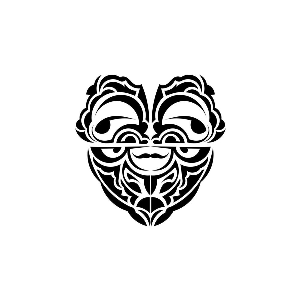Viking faces in ornamental style. Hawaiian tribal patterns. Suitable for tattoos. Isolated on white background. illustration. vector