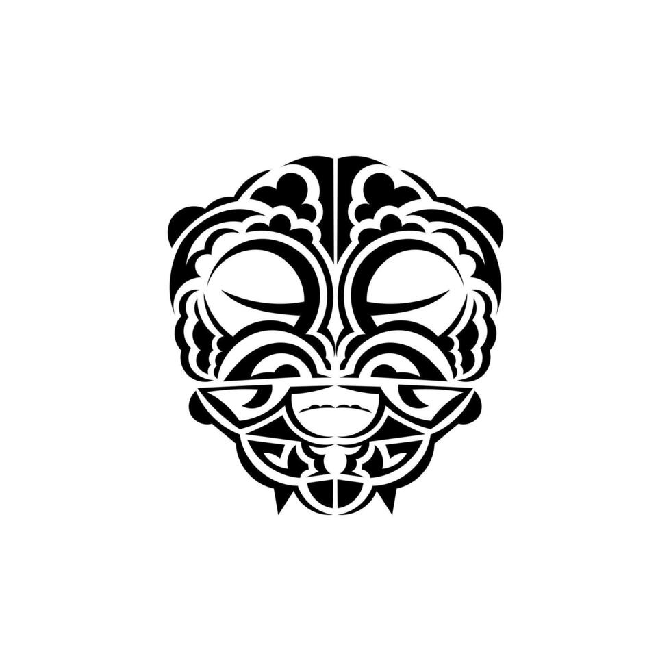 Viking faces in ornamental style. Maori tribal patterns. Suitable for prints. Isolated on white background. . vector