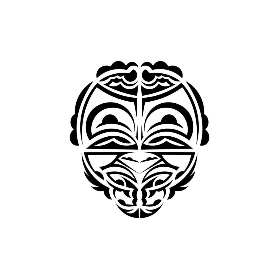 Ornamental faces. Polynesian tribal patterns. Suitable for prints. Isolated. Black ornament, vector illustration.