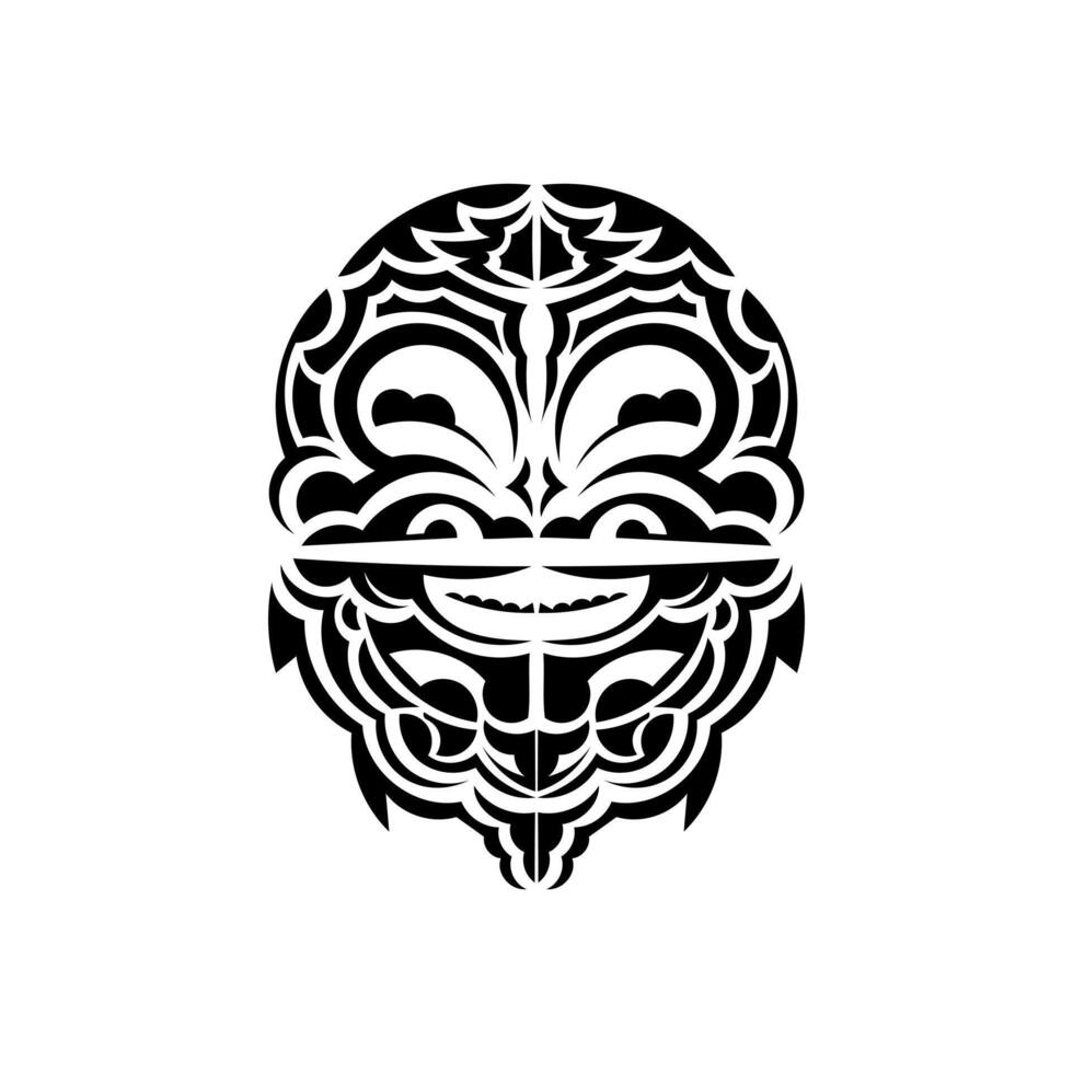 Ornamental faces. Hawaiian tribal patterns. Suitable for prints. Isolated on white background. . vector