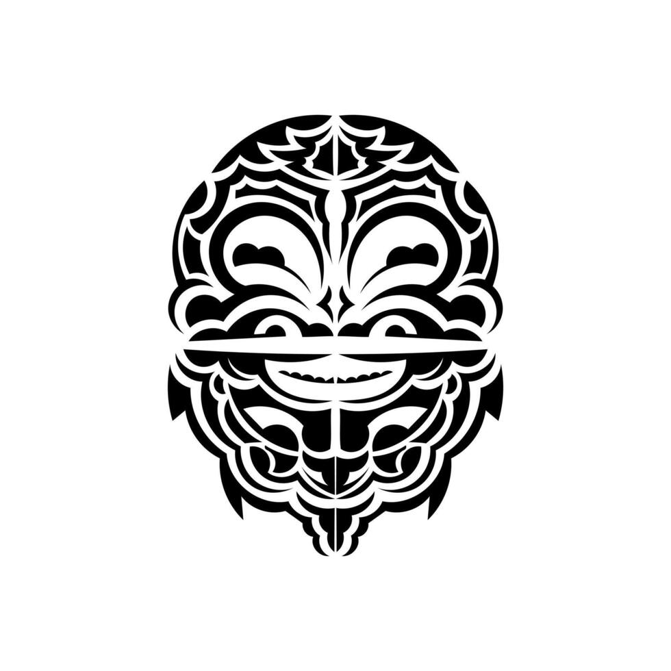 Ornamental faces. Hawaiian tribal patterns. Suitable for prints. Isolated on white background. Vector. vector