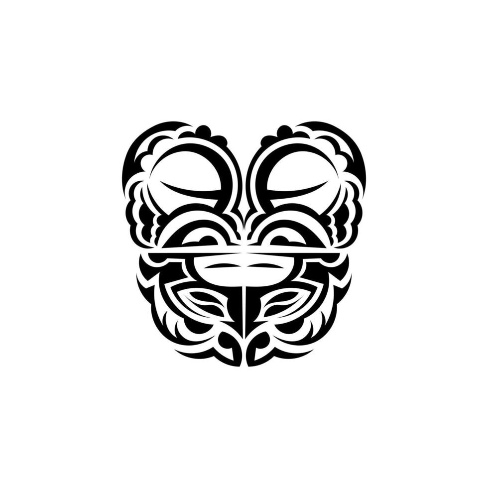 Ornamental faces. Hawaiian tribal patterns. Suitable for tattoos. Isolated. . vector