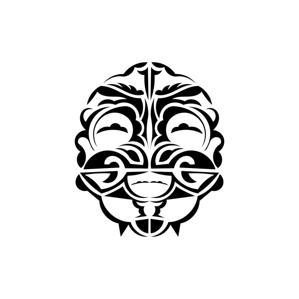 Ornamental faces. Hawaiian tribal patterns. Suitable for tattoos. Isolated. Black ornament, illustration. vector