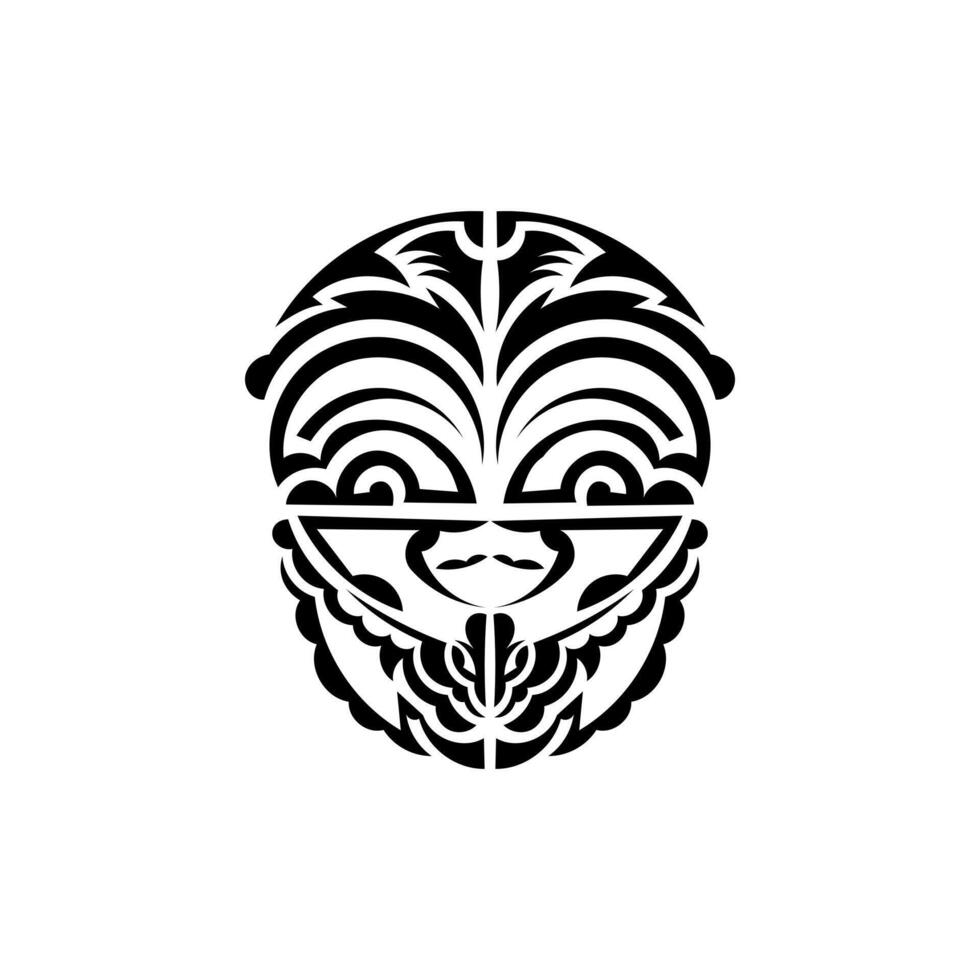 Ornamental faces. Hawaiian tribal patterns. Suitable for prints. Isolated on white background. Black ornament, . vector