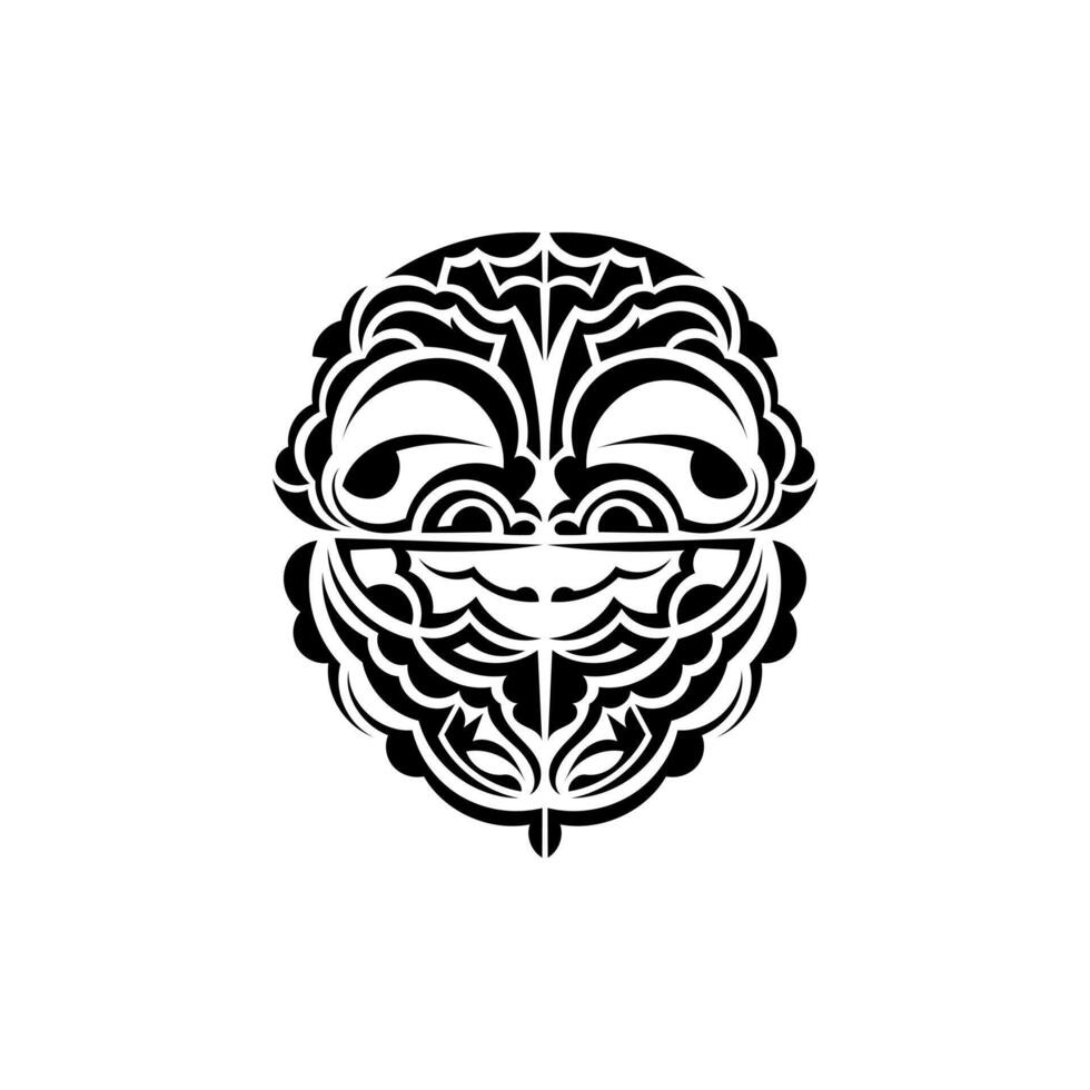 Ornamental faces. Polynesian tribal patterns. Suitable for tattoos. Isolated. . vector