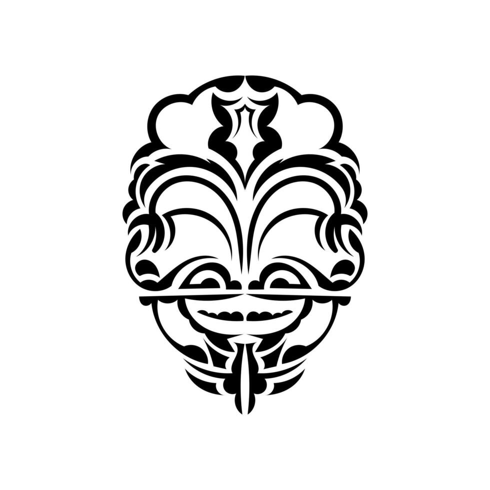 Ornamental faces. Hawaiian tribal patterns. Suitable for prints. Isolated. . vector