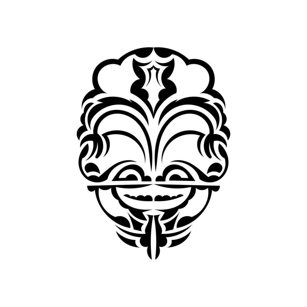 Ornamental faces. Hawaiian tribal patterns. Suitable for prints. Isolated. Vector. vector