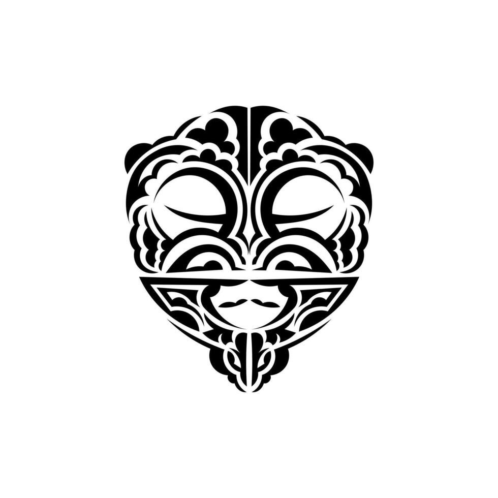 Ornamental faces. Polynesian tribal patterns. Suitable for tattoos. Isolated on white background. Black ornament, illustration. vector
