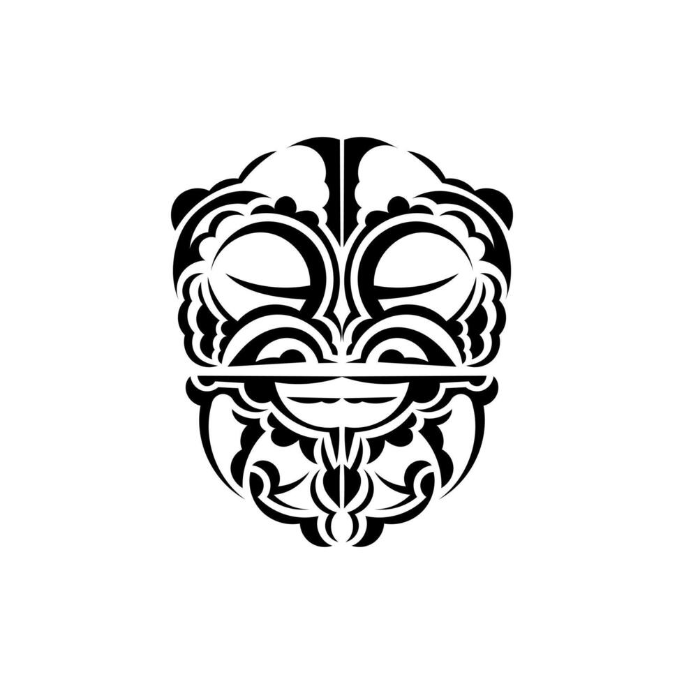 Ornamental faces. Polynesian tribal patterns. Suitable for prints. Isolated on white background. Black ornament, . vector