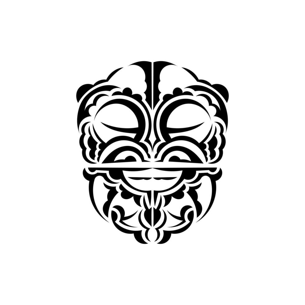 Ornamental faces. Polynesian tribal patterns. Suitable for prints. Isolated on white background. Black ornament, vector. vector