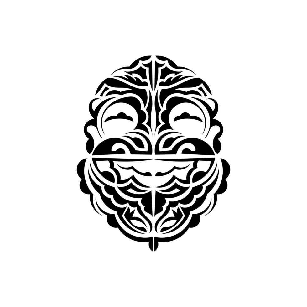 Ornamental faces. Hawaiian tribal patterns. Suitable for prints. Isolated. Black ornament, vector. vector