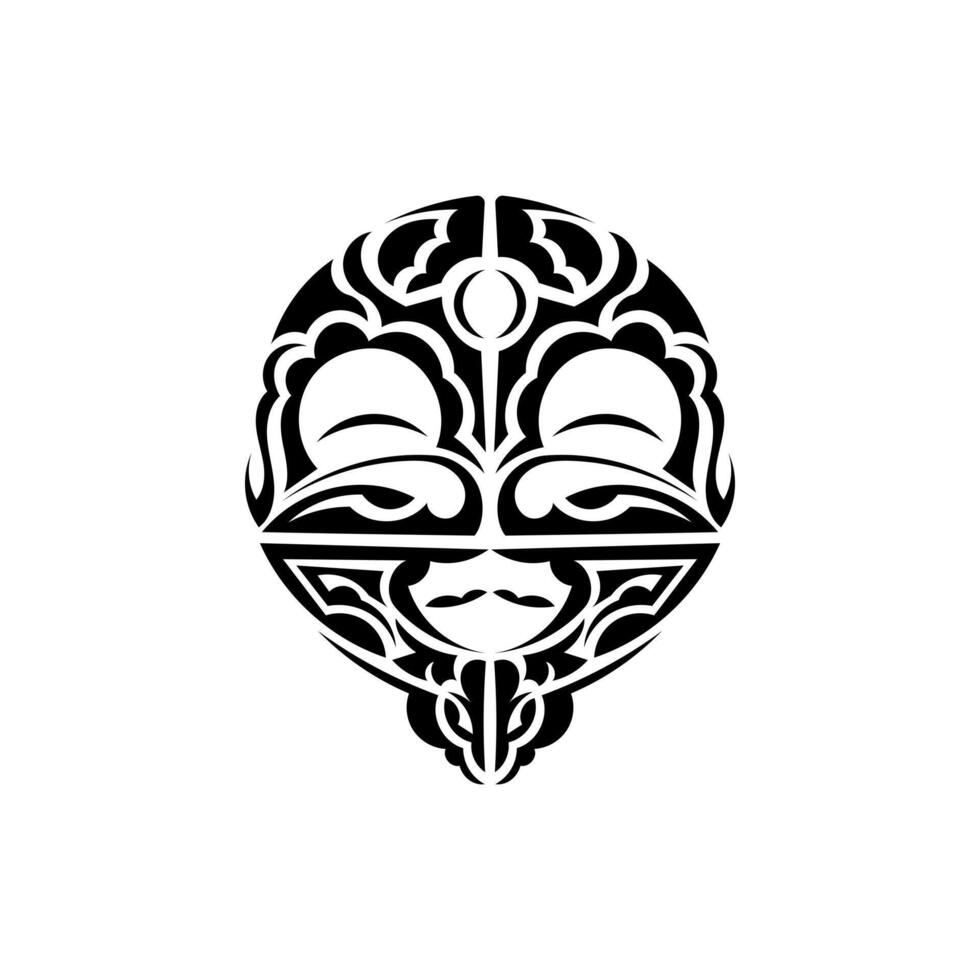 Ornamental faces. Polynesian tribal patterns. Suitable for prints. Isolated on white background. illustration. vector