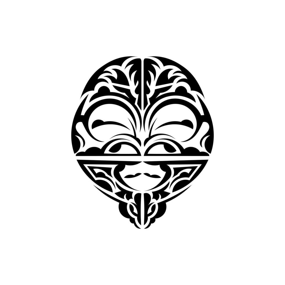 Viking faces in ornamental style. Maori tribal patterns. Suitable for tattoos. Isolated. Black ornament, vector illustration.