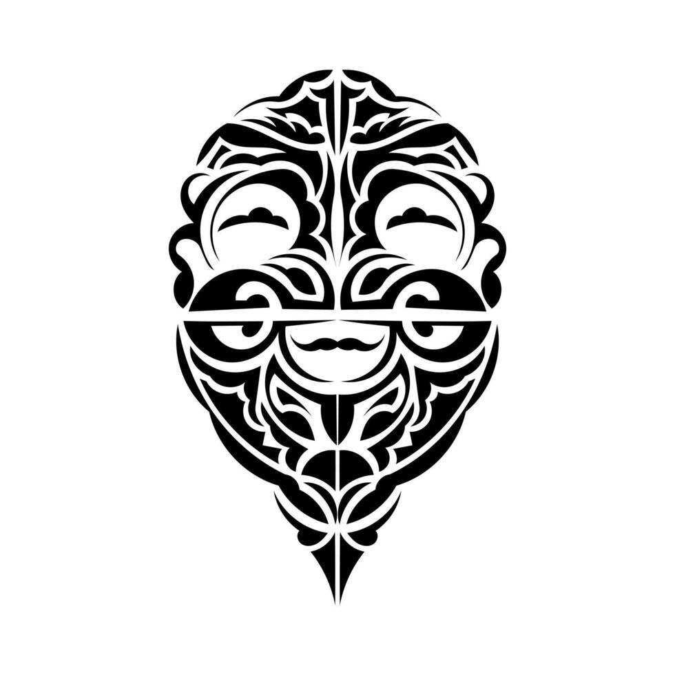 Viking faces in ornamental style. Maori tribal patterns. Suitable for prints. Isolated on white background. Black ornament, illustration. vector