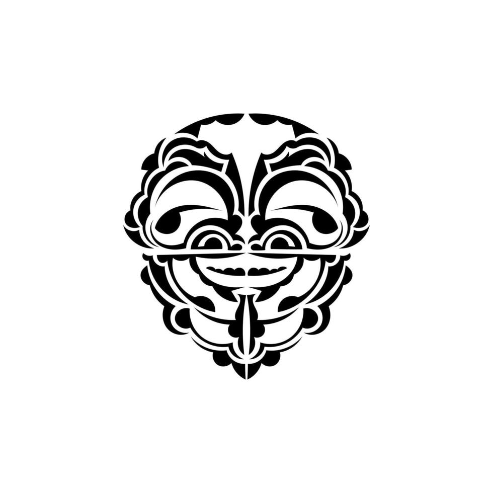 Ornamental faces. Hawaiian tribal patterns. Suitable for tattoos. Isolated. Black ornament, . vector