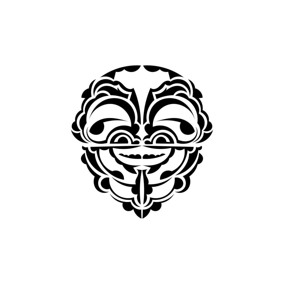 Ornamental faces. Hawaiian tribal patterns. Suitable for tattoos. Isolated. Black ornament, vector. vector